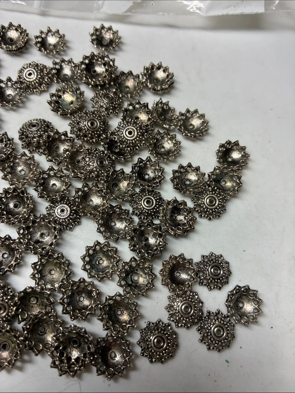 Silver Filigree fancy Bead Caps - Decorative Floral Spacer (Pack of 116)